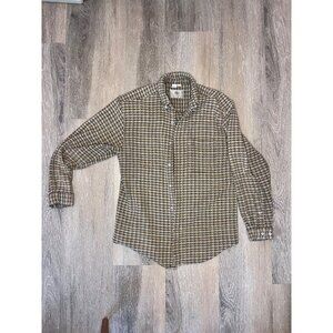 The Territory Ahead Mens Large Woven Cotton Button-Down Shirt Brown/Yellow Plaid